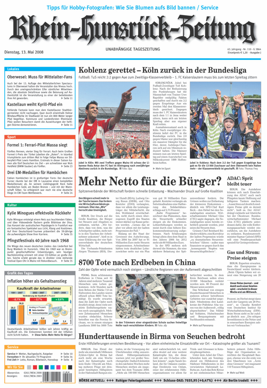 Rhein-Hunsrück-Zeitung vom Dienstag, 13.05.2008