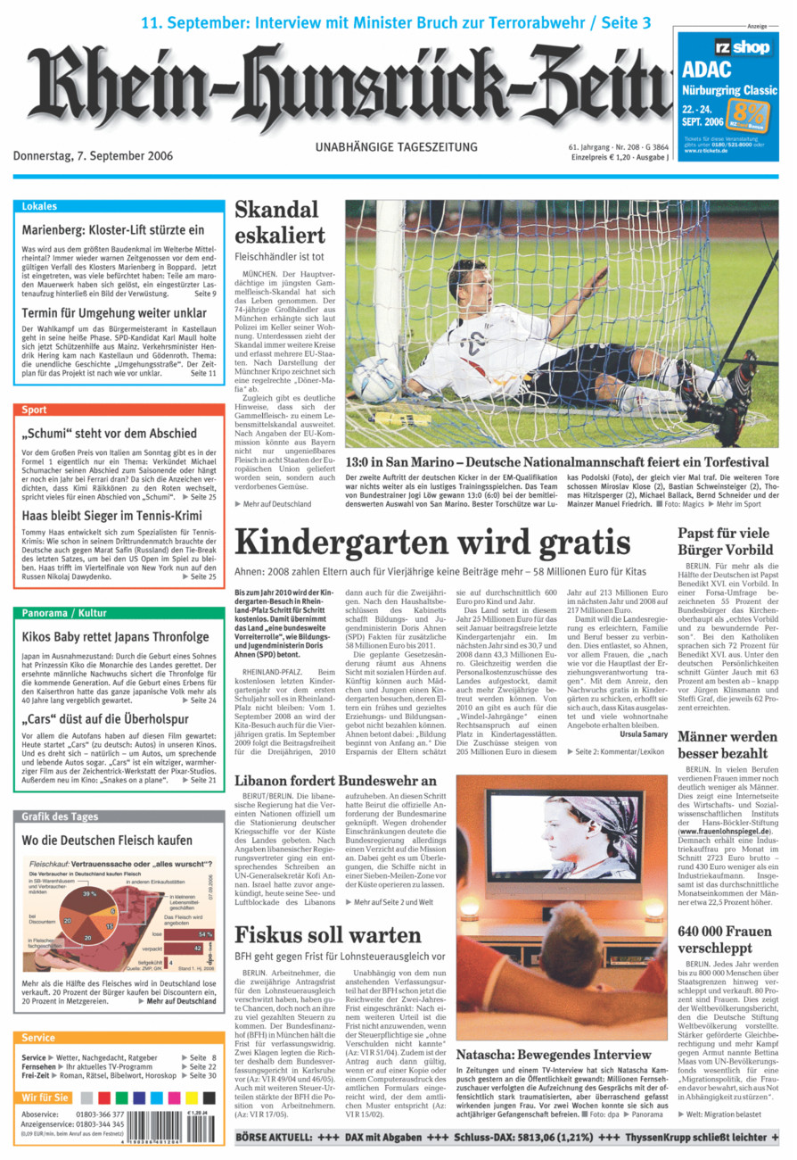 Rhein-Hunsrück-Zeitung vom Donnerstag, 07.09.2006