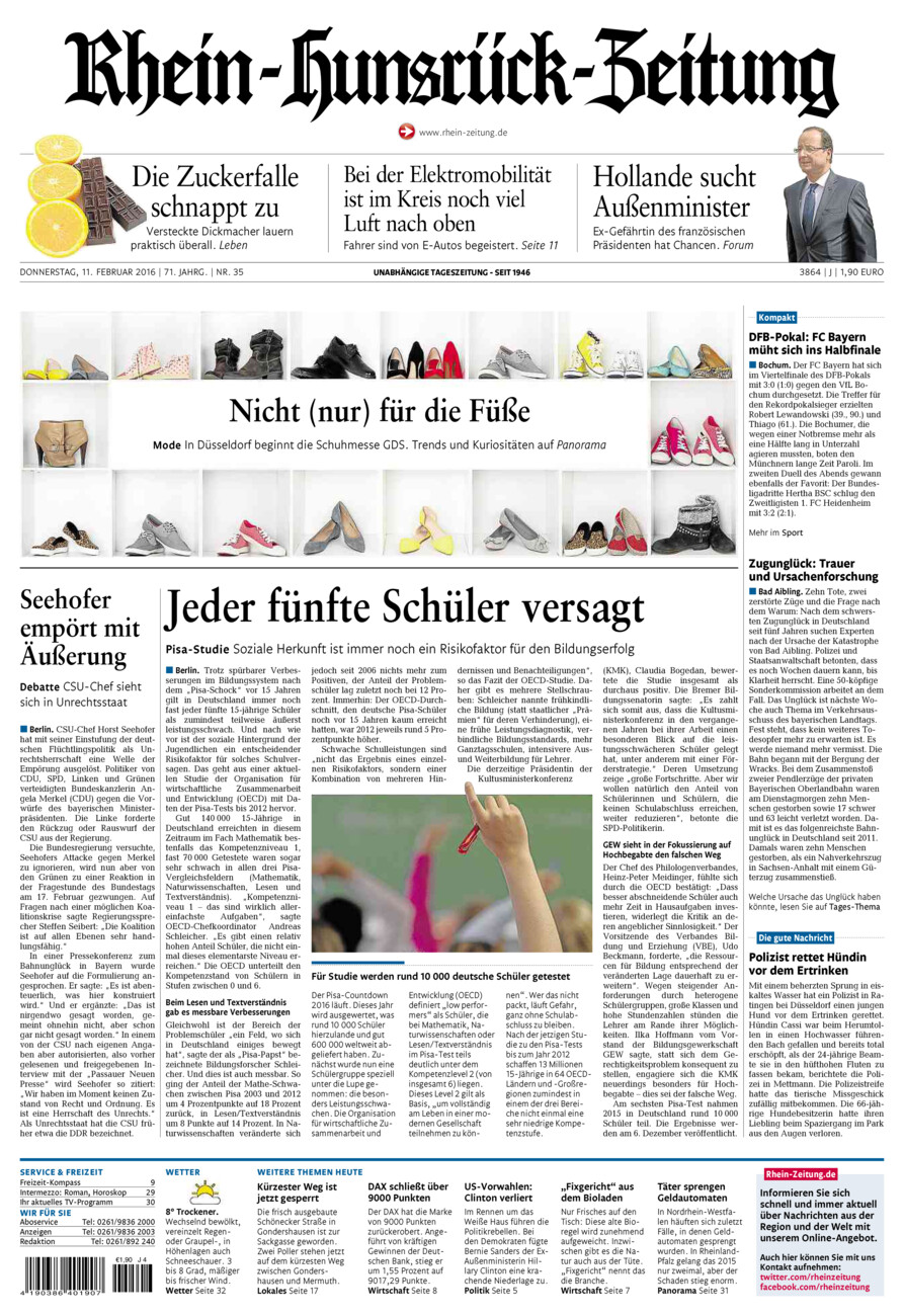 Rhein-Hunsrück-Zeitung vom Donnerstag, 11.02.2016