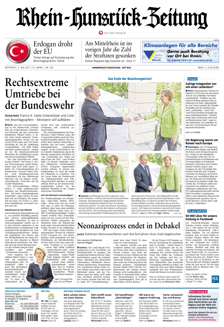 Rhein-Hunsrück-Zeitung vom Mittwoch, 03.05.2017