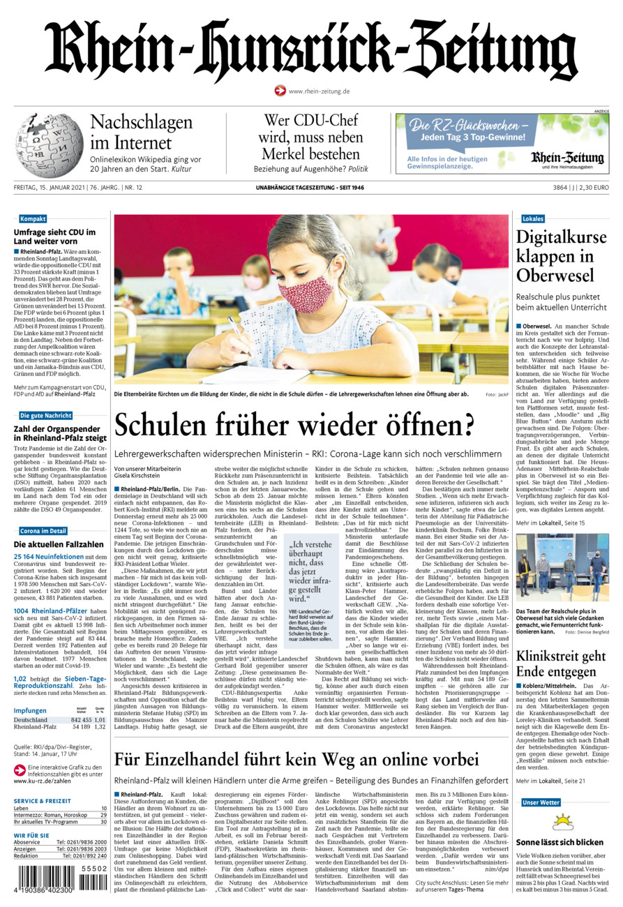 Rhein-Hunsrück-Zeitung vom Freitag, 15.01.2021