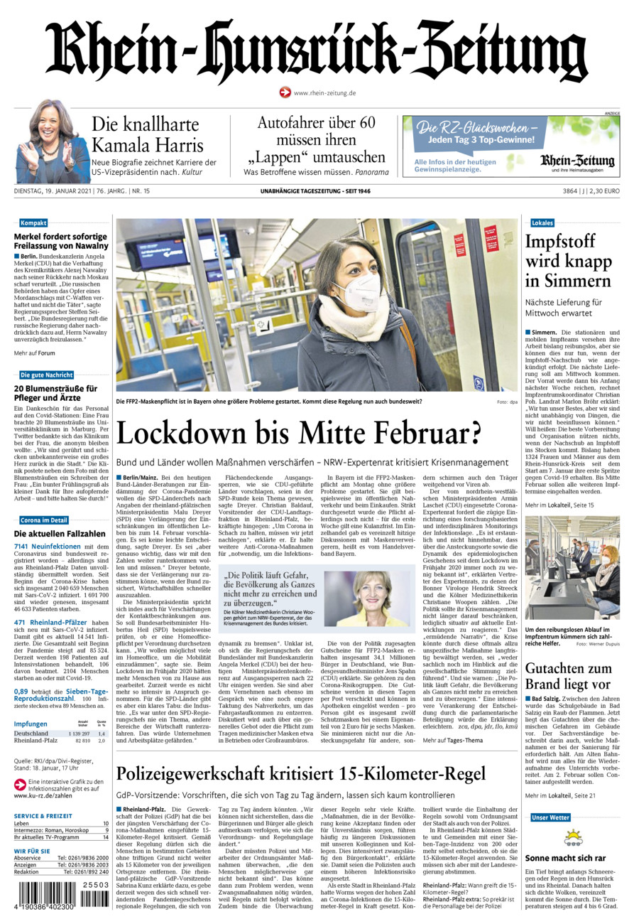 Rhein-Hunsrück-Zeitung vom Dienstag, 19.01.2021