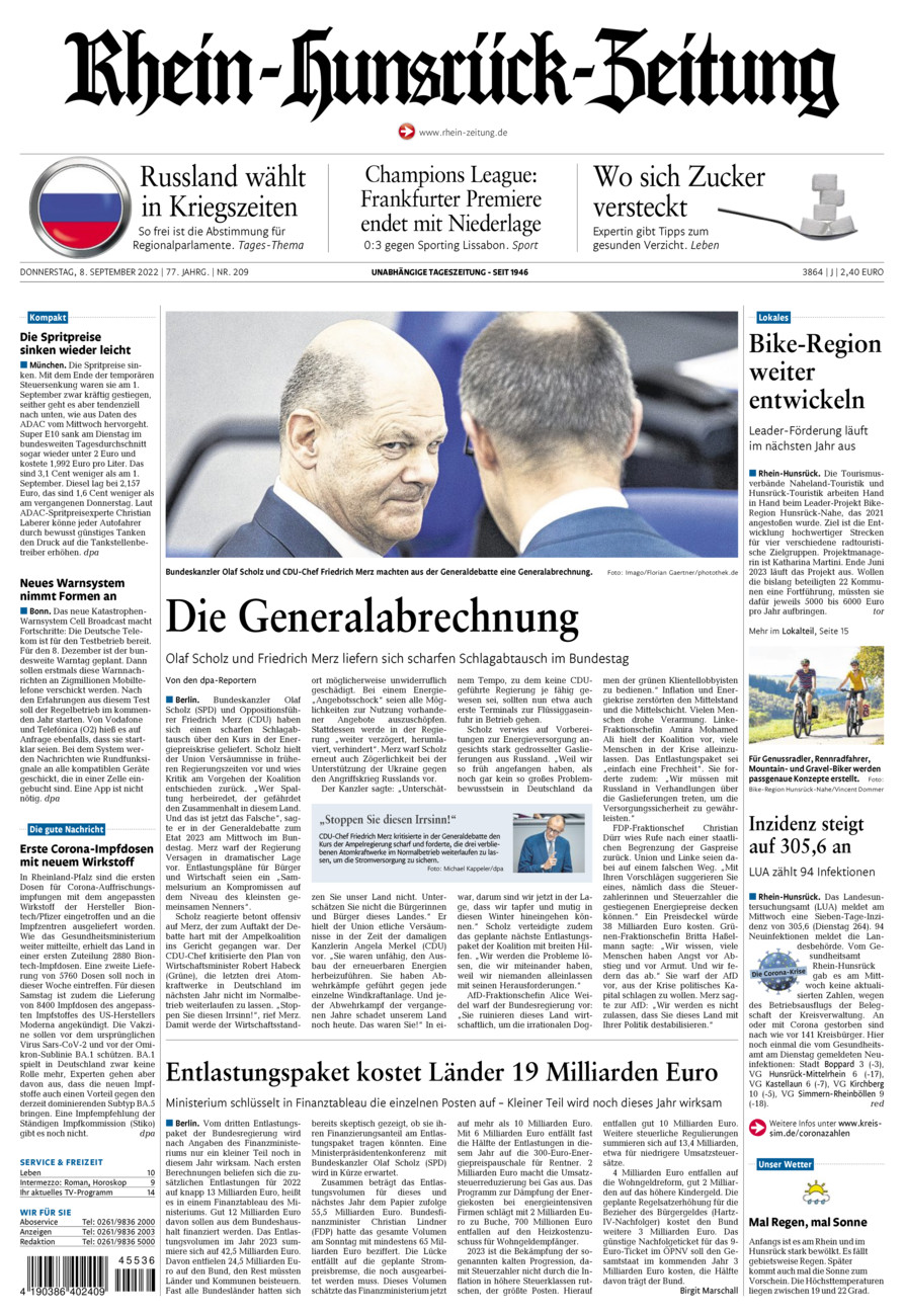 Rhein-Hunsrück-Zeitung vom Donnerstag, 08.09.2022