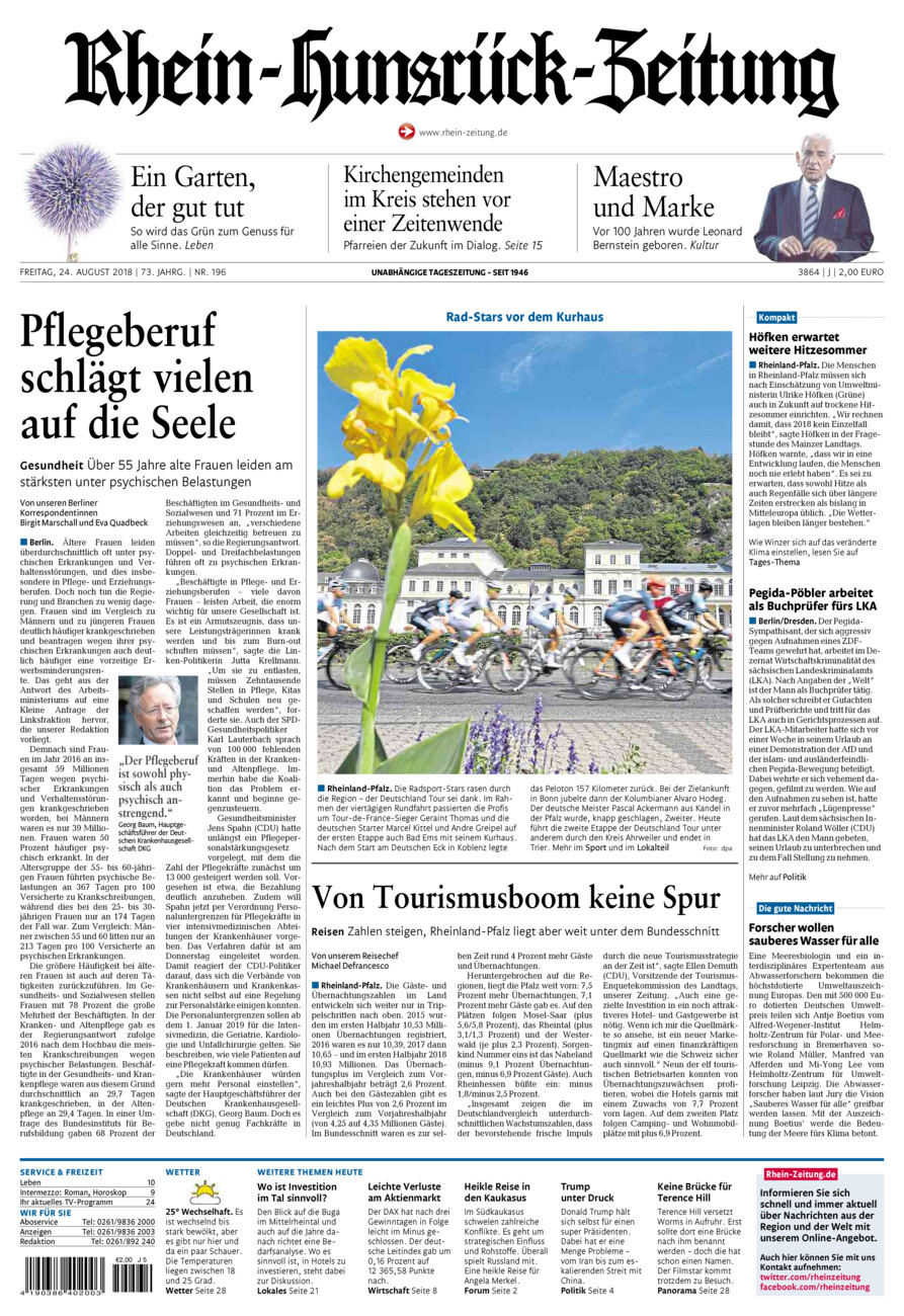Rhein-Hunsrück-Zeitung vom Freitag, 24.08.2018