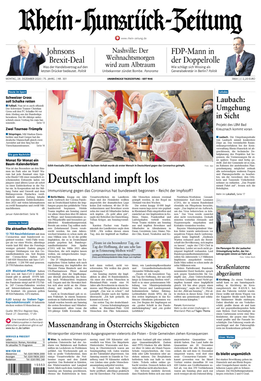 Rhein-Hunsrück-Zeitung vom Montag, 28.12.2020