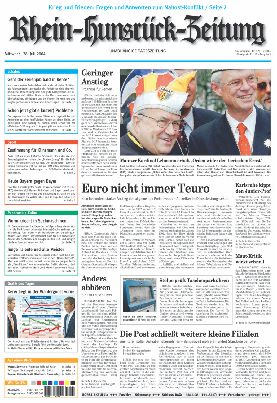 Rhein-Hunsrück-Zeitung vom Mittwoch, 28.07.2004