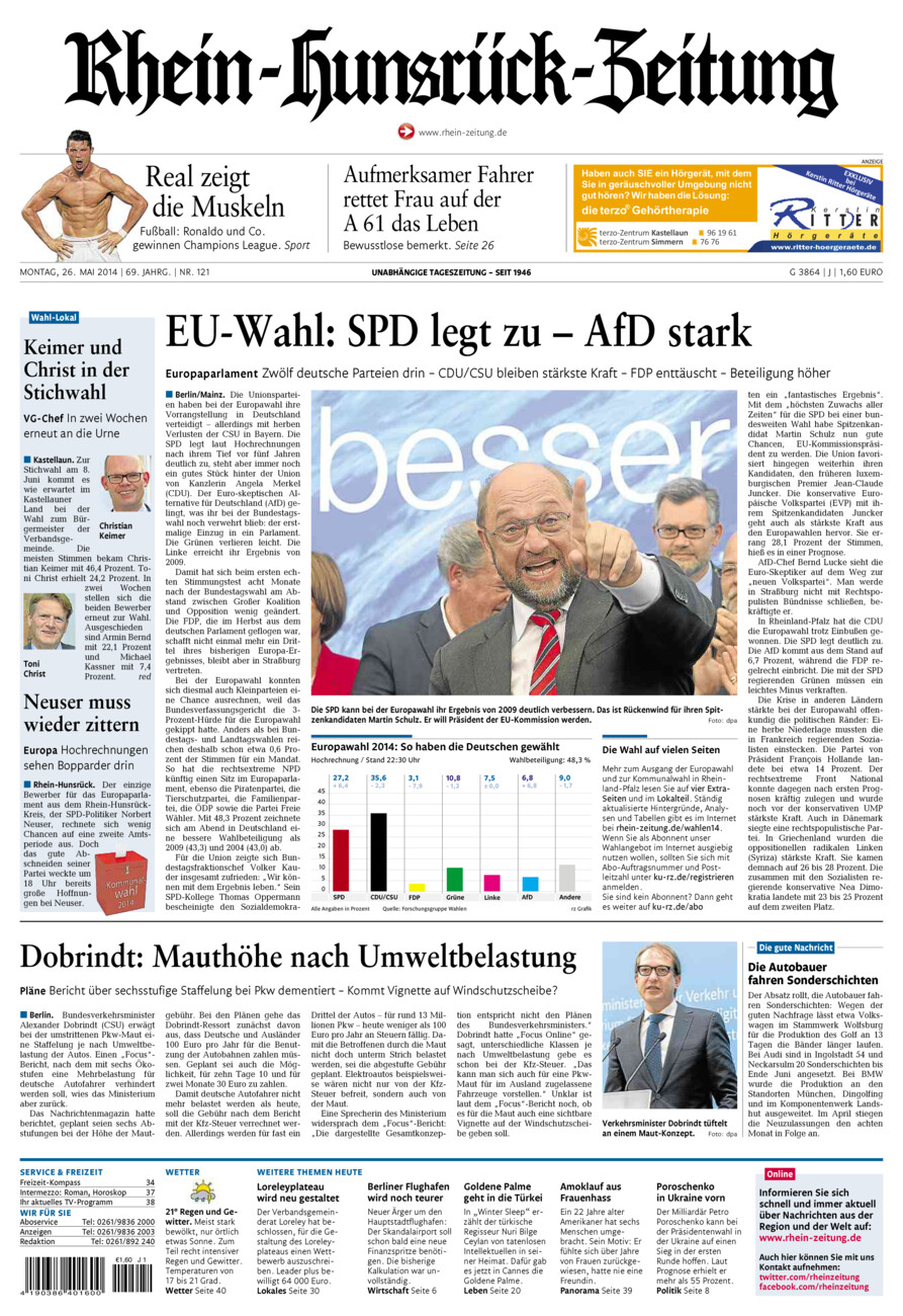 Rhein-Hunsrück-Zeitung vom Montag, 26.05.2014