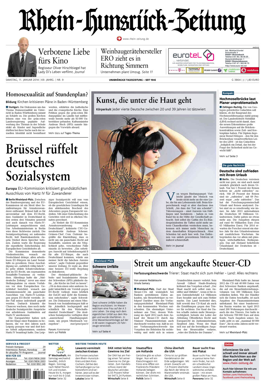 Rhein-Hunsrück-Zeitung vom Samstag, 11.01.2014