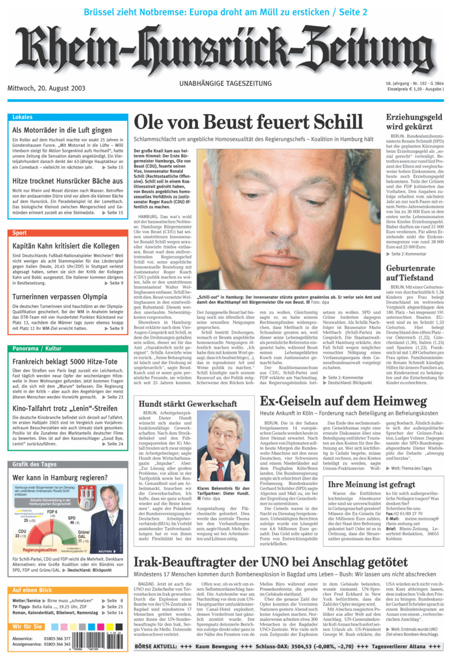 Rhein-Hunsrück-Zeitung vom Mittwoch, 20.08.2003