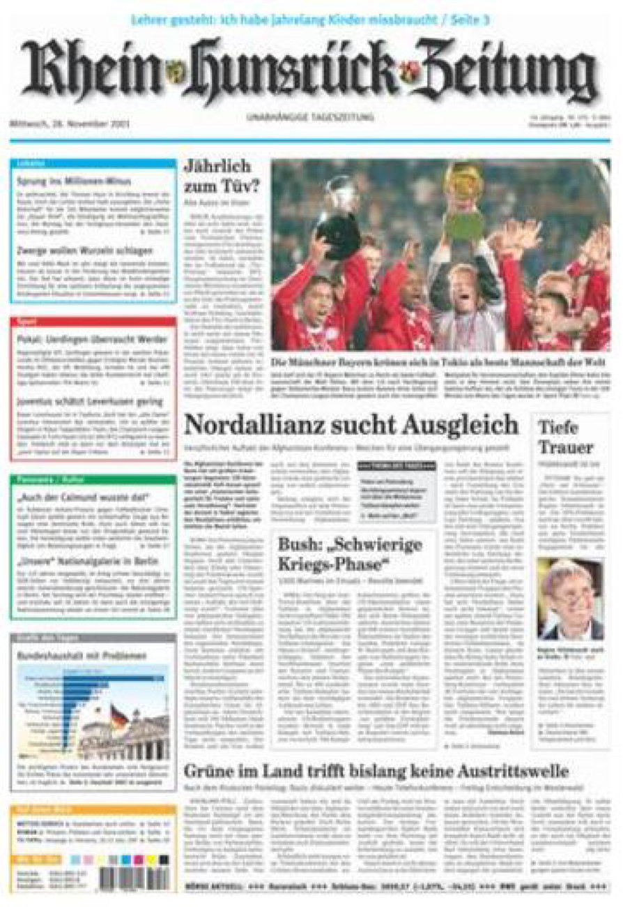 Rhein-Hunsrück-Zeitung vom Mittwoch, 28.11.2001