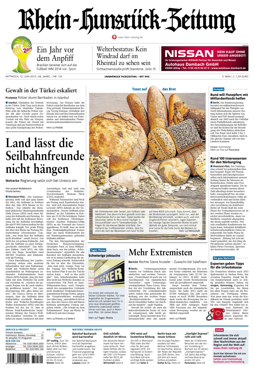 Rhein-Hunsrück-Zeitung vom Mittwoch, 12.06.2013