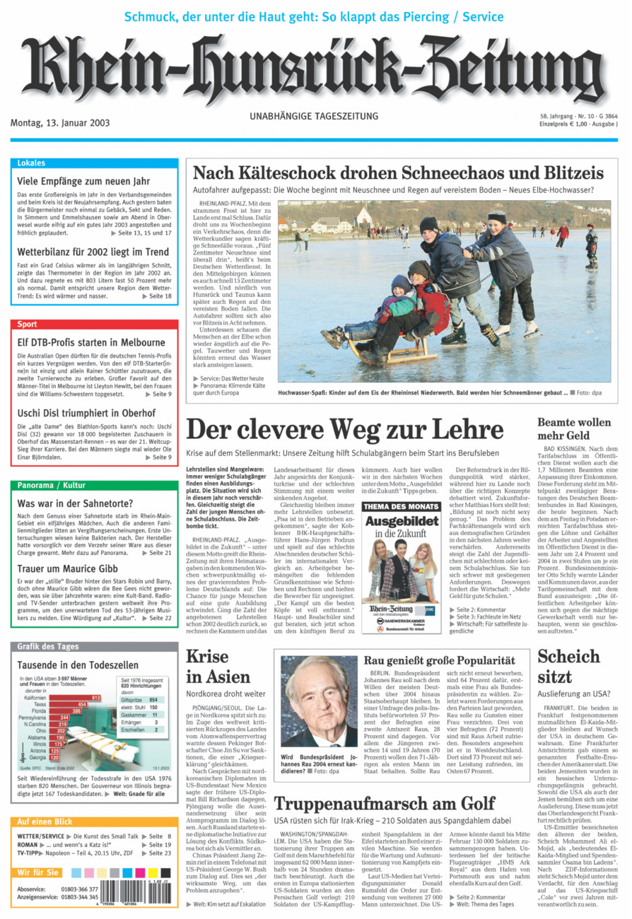 Rhein-Hunsrück-Zeitung vom Montag, 13.01.2003