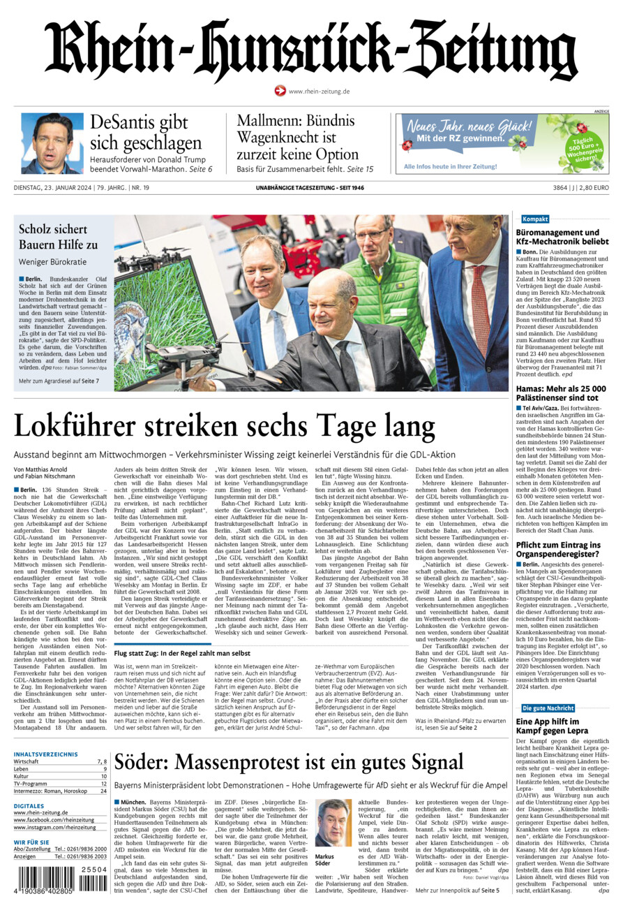 Rhein-Hunsrück-Zeitung vom Dienstag, 23.01.2024