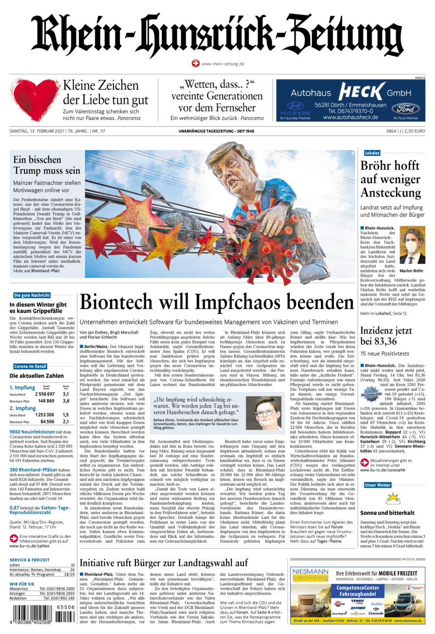 Rhein-Hunsrück-Zeitung vom Samstag, 13.02.2021