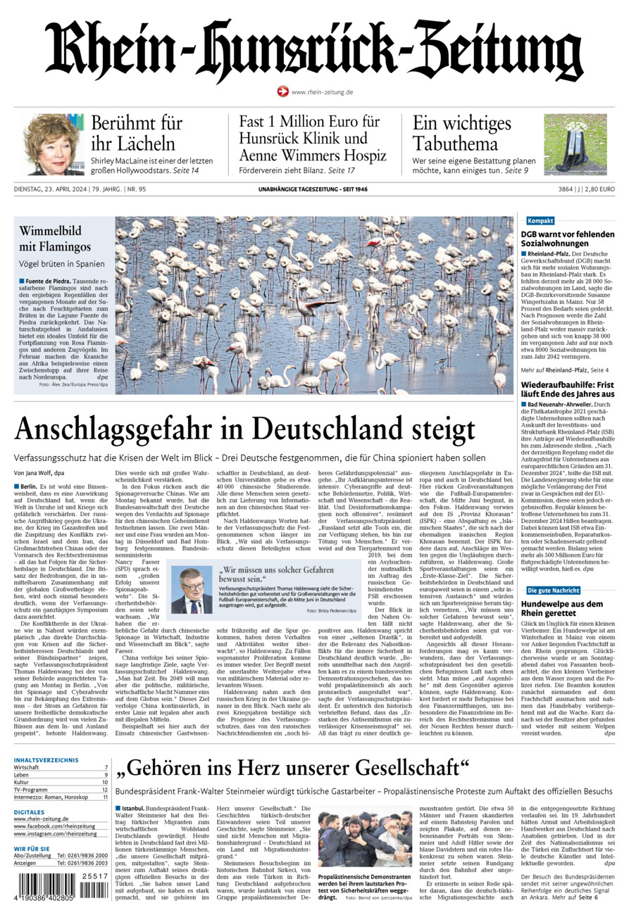 Rhein-Hunsrück-Zeitung vom Dienstag, 23.04.2024
