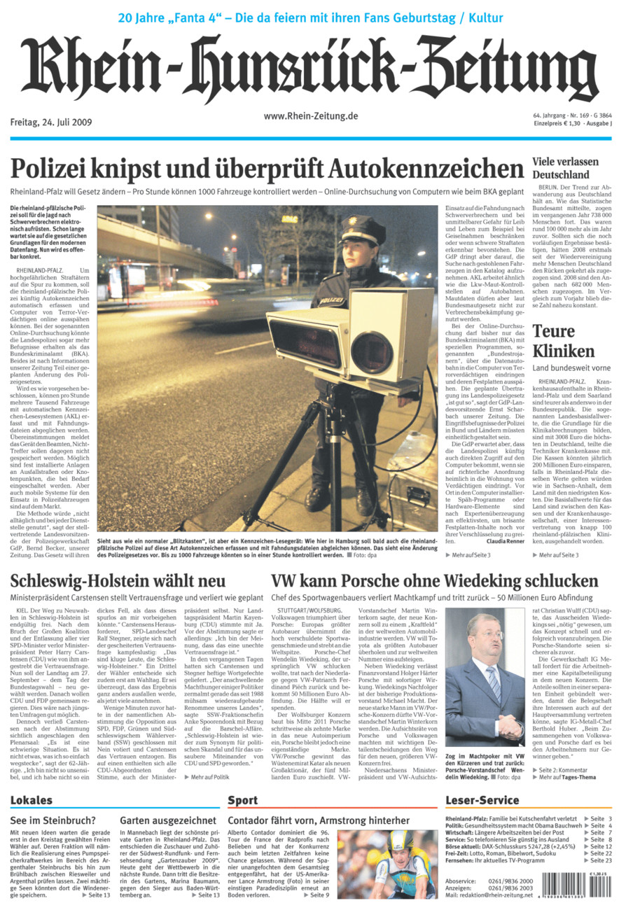 Rhein-Hunsrück-Zeitung vom Freitag, 24.07.2009