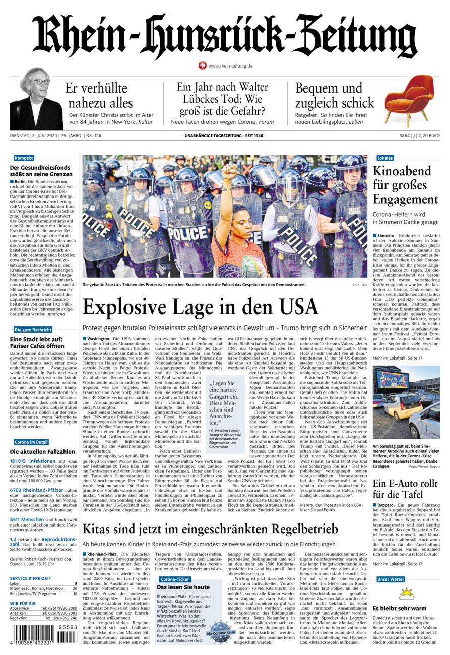 Rhein-Hunsrück-Zeitung vom Dienstag, 02.06.2020