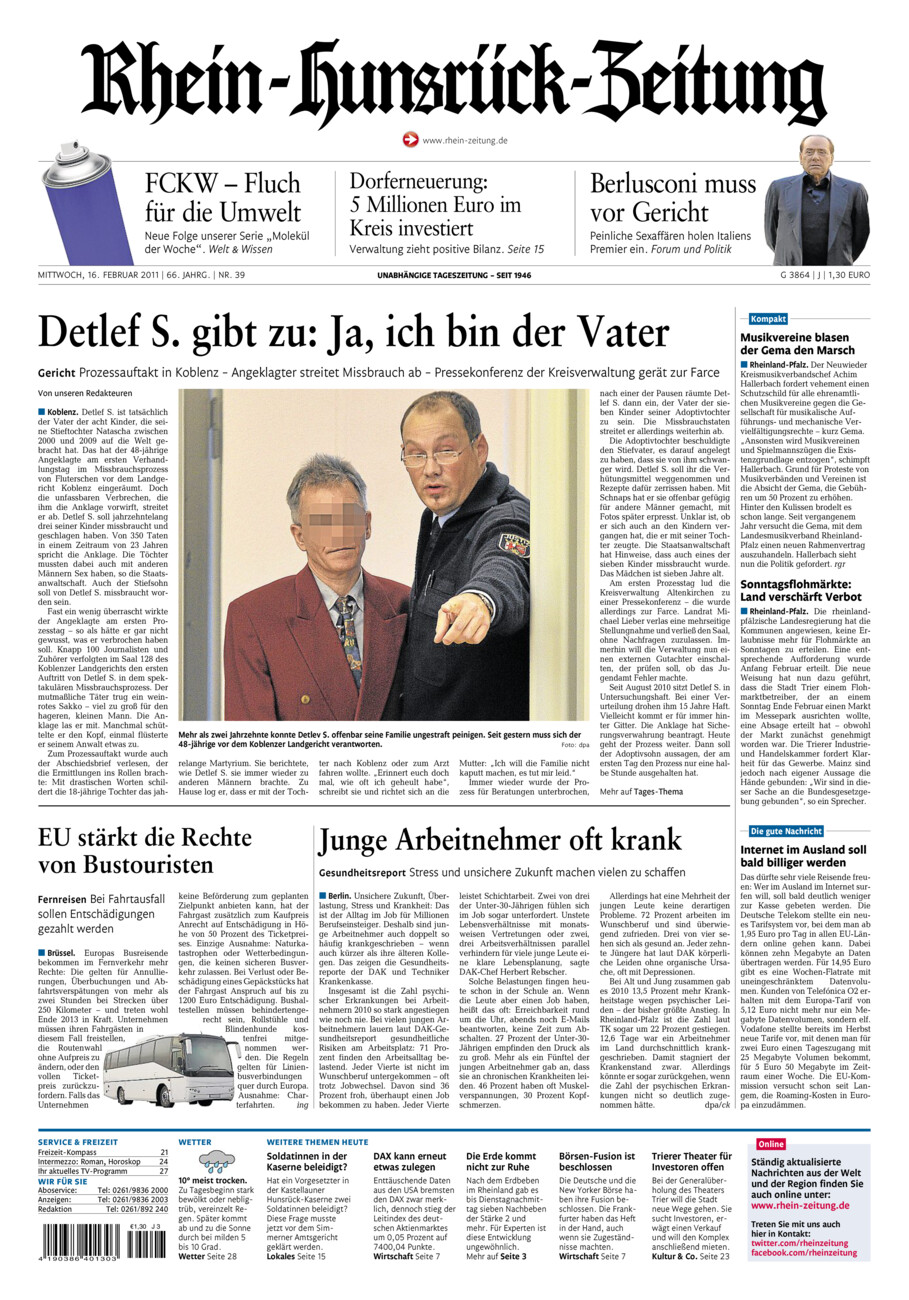 Rhein-Hunsrück-Zeitung vom Mittwoch, 16.02.2011