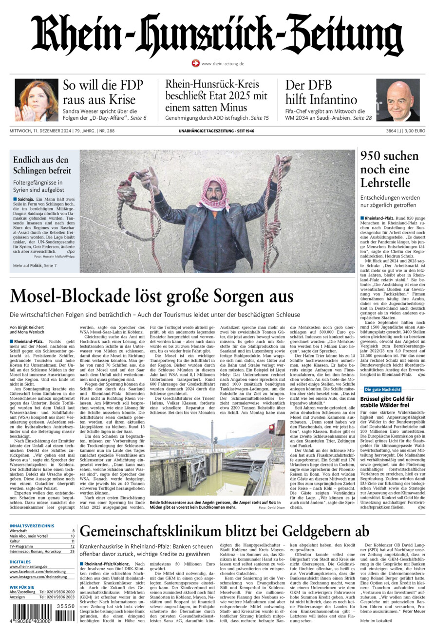 Rhein-Hunsrück-Zeitung vom Mittwoch, 11.12.2024