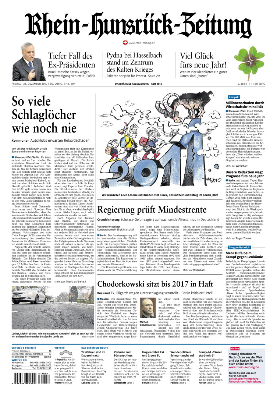 Rhein-Hunsrück-Zeitung vom Freitag, 31.12.2010