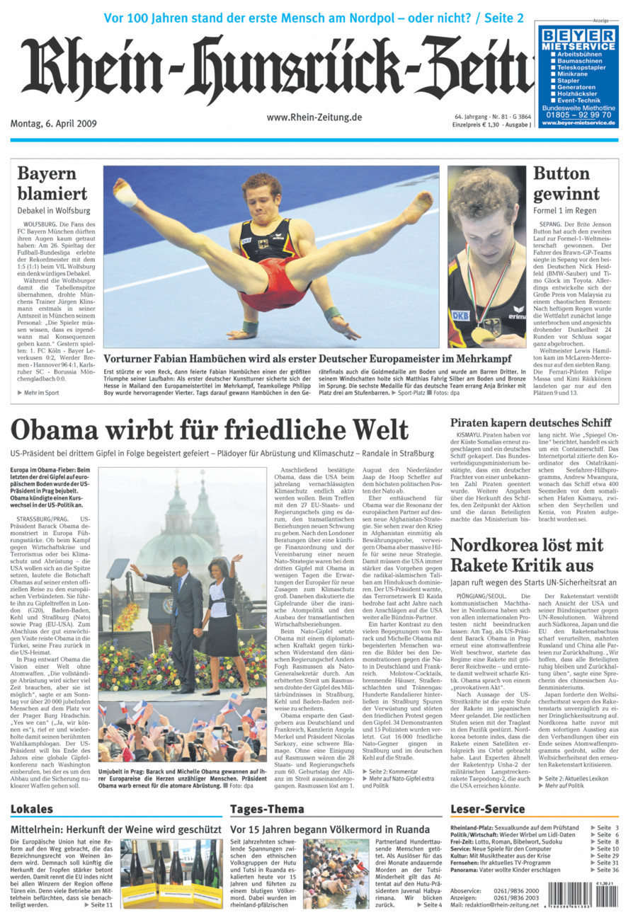 Rhein-Hunsrück-Zeitung vom Montag, 06.04.2009
