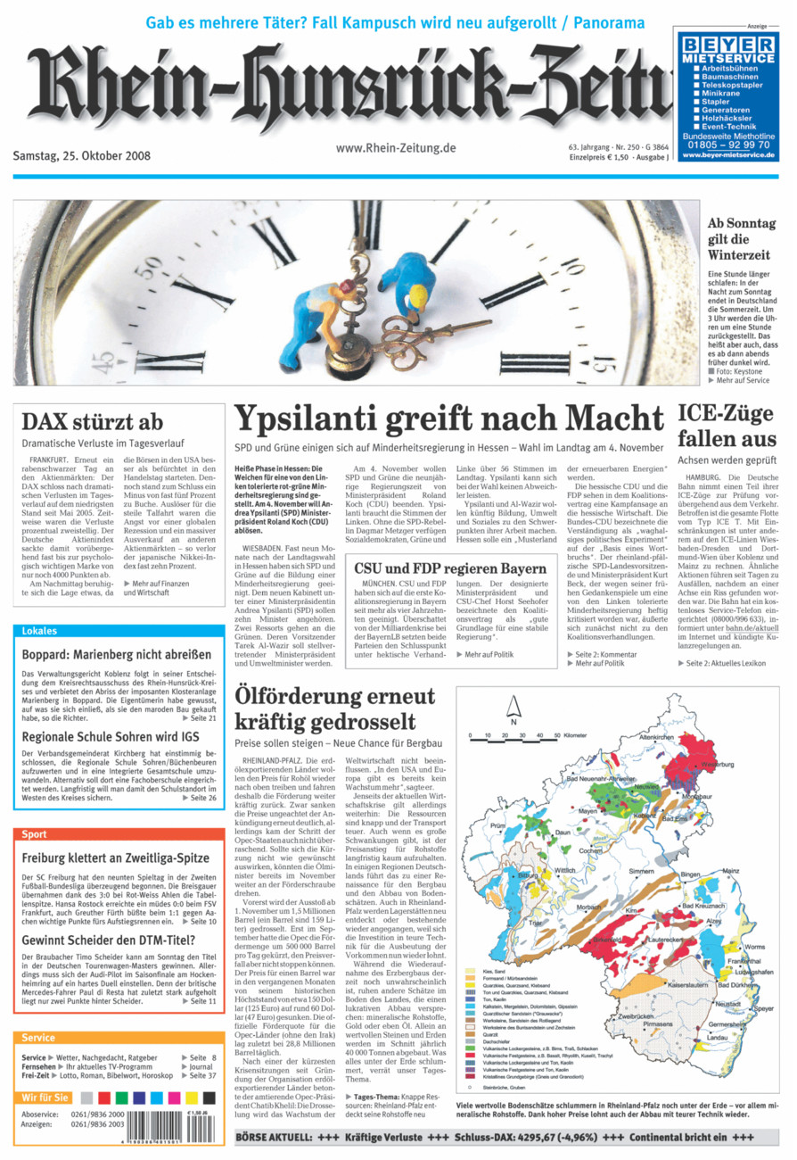 Rhein-Hunsrück-Zeitung vom Samstag, 25.10.2008
