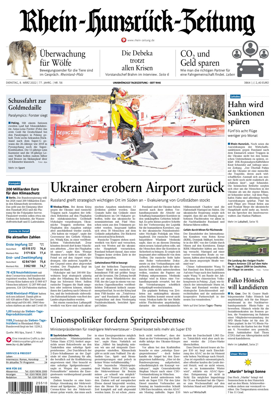 Rhein-Hunsrück-Zeitung vom Dienstag, 08.03.2022