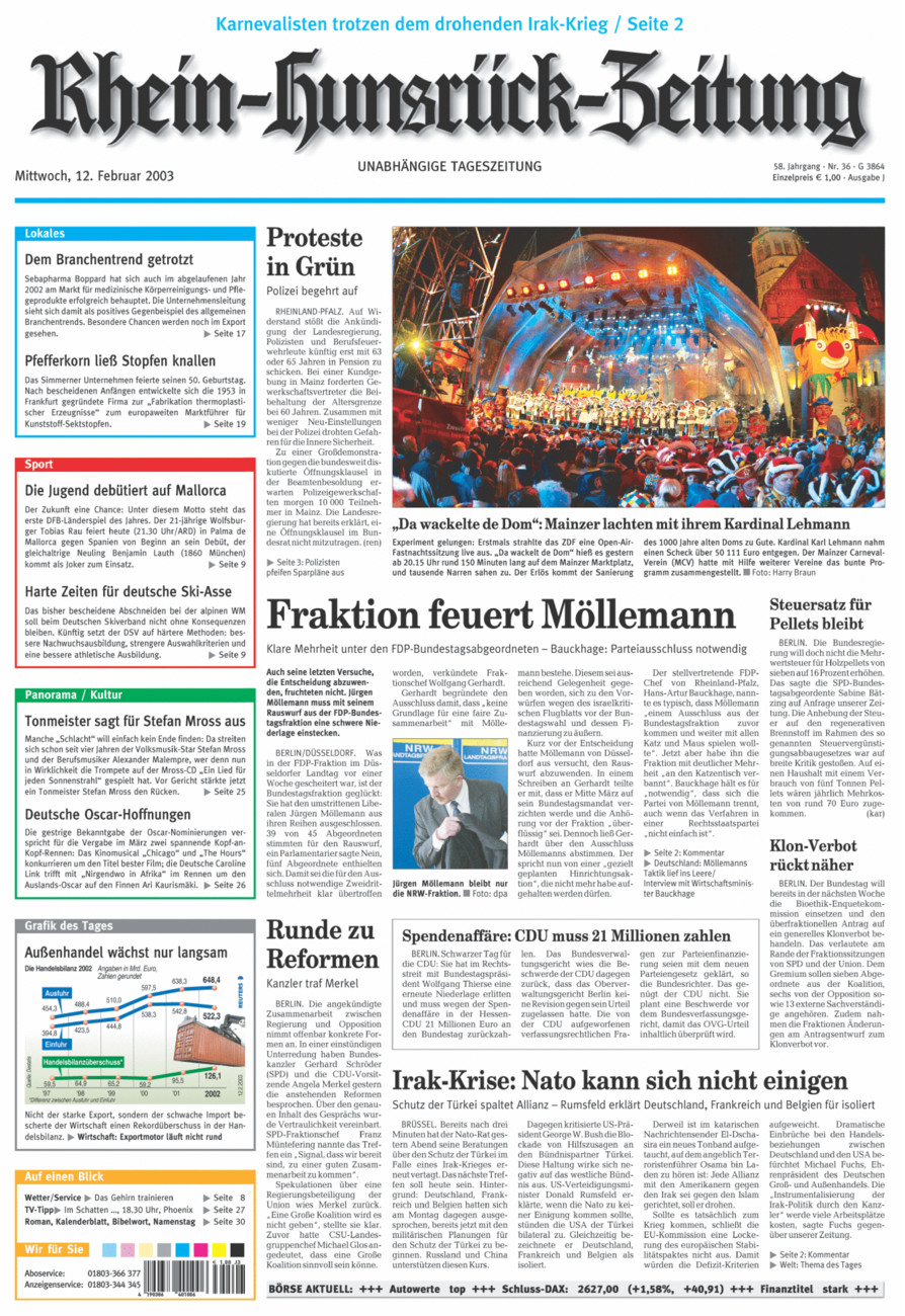 Rhein-Hunsrück-Zeitung vom Mittwoch, 12.02.2003