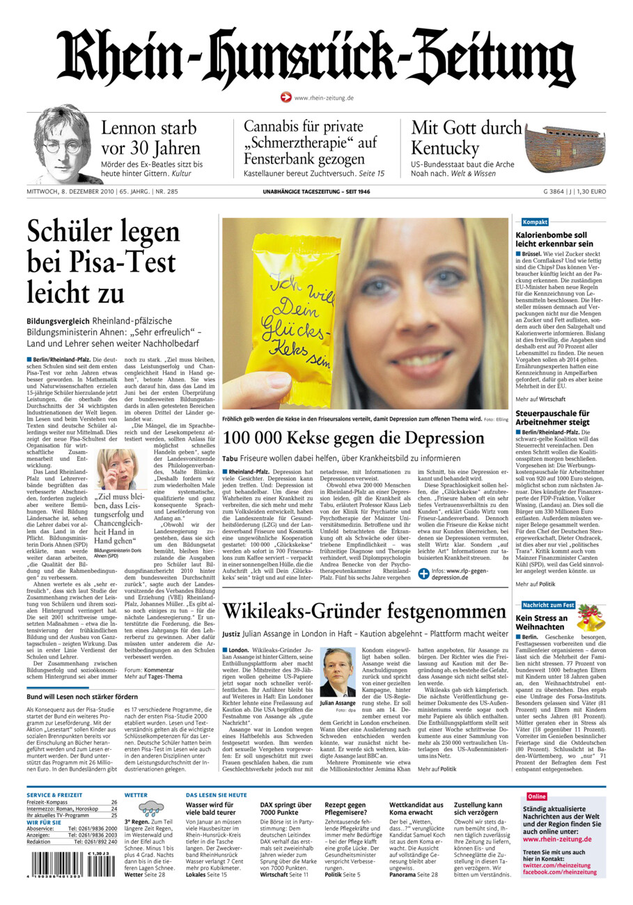 Rhein-Hunsrück-Zeitung vom Mittwoch, 08.12.2010