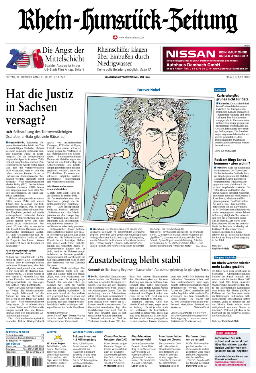 Rhein-Hunsrück-Zeitung vom Freitag, 14.10.2016