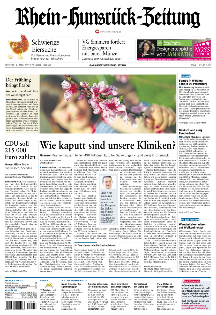 Rhein-Hunsrück-Zeitung vom Dienstag, 04.04.2017