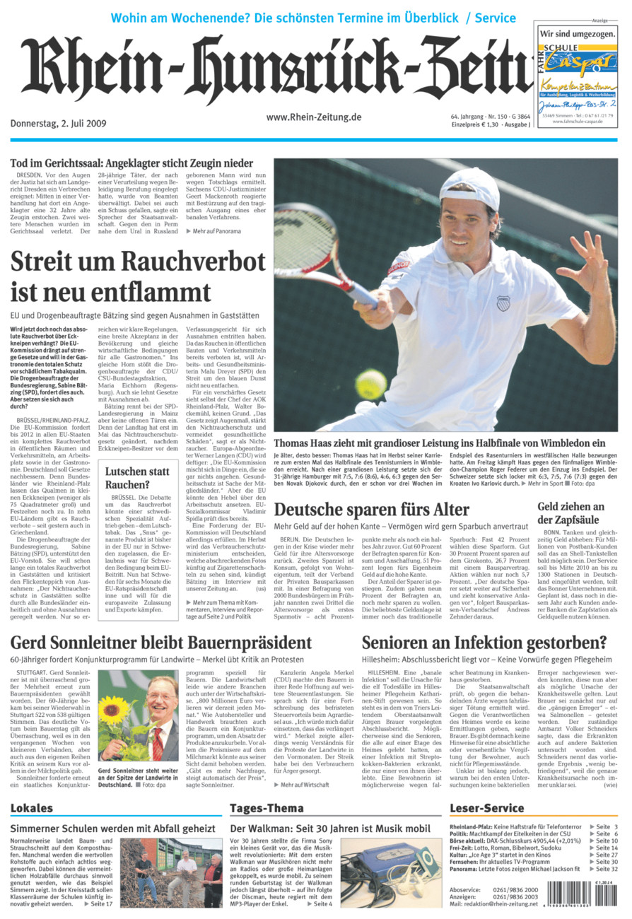 Rhein-Hunsrück-Zeitung vom Donnerstag, 02.07.2009