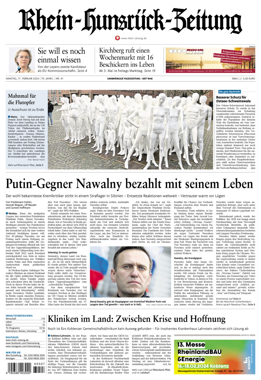 Rhein-Hunsrück-Zeitung vom Samstag, 17.02.2024