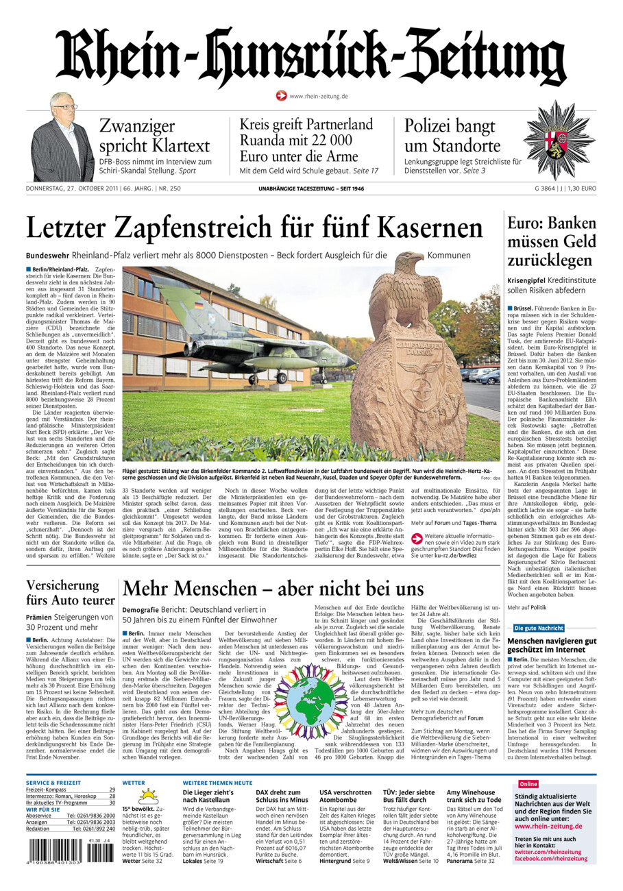 Rhein-Hunsrück-Zeitung vom Donnerstag, 27.10.2011