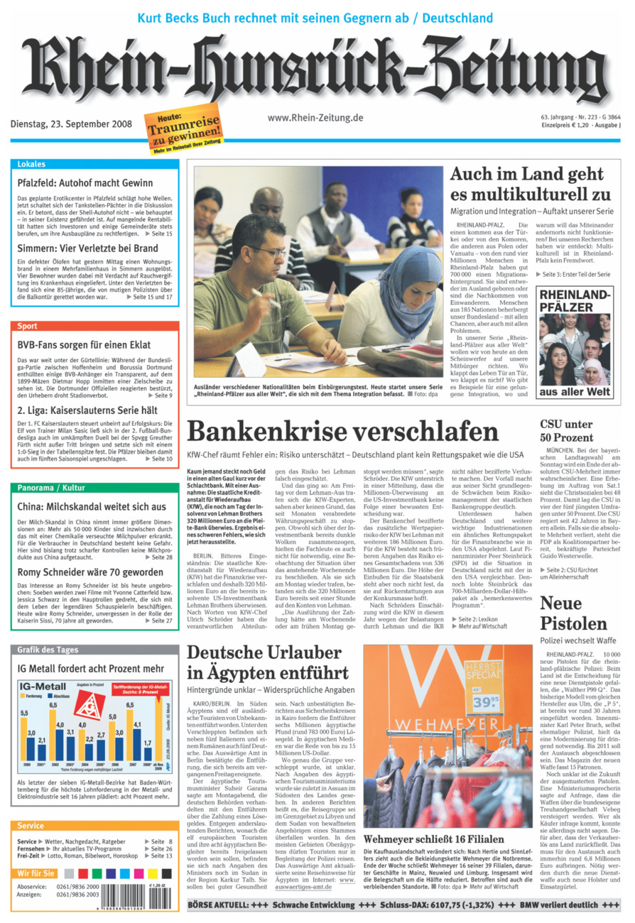 Rhein-Hunsrück-Zeitung vom Dienstag, 23.09.2008
