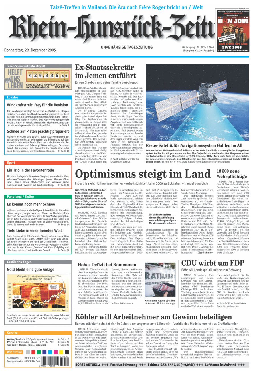 Rhein-Hunsrück-Zeitung vom Donnerstag, 29.12.2005