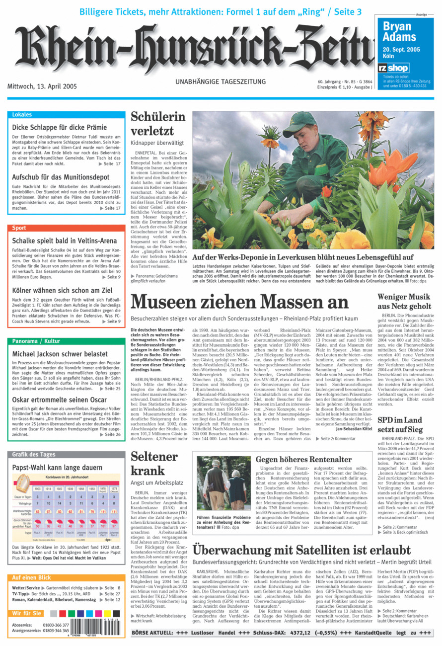 Rhein-Hunsrück-Zeitung vom Mittwoch, 13.04.2005