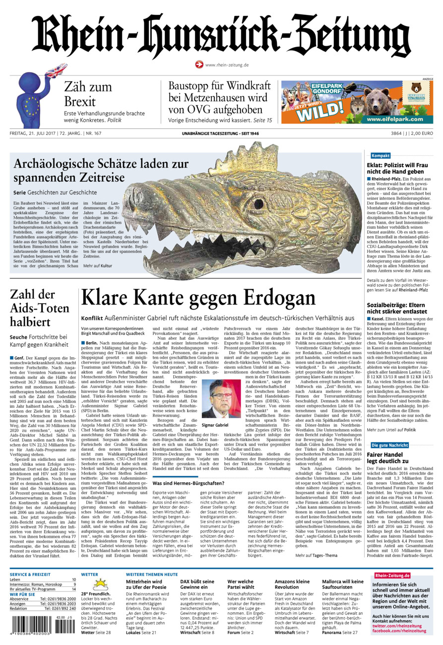 Rhein-Hunsrück-Zeitung vom Freitag, 21.07.2017