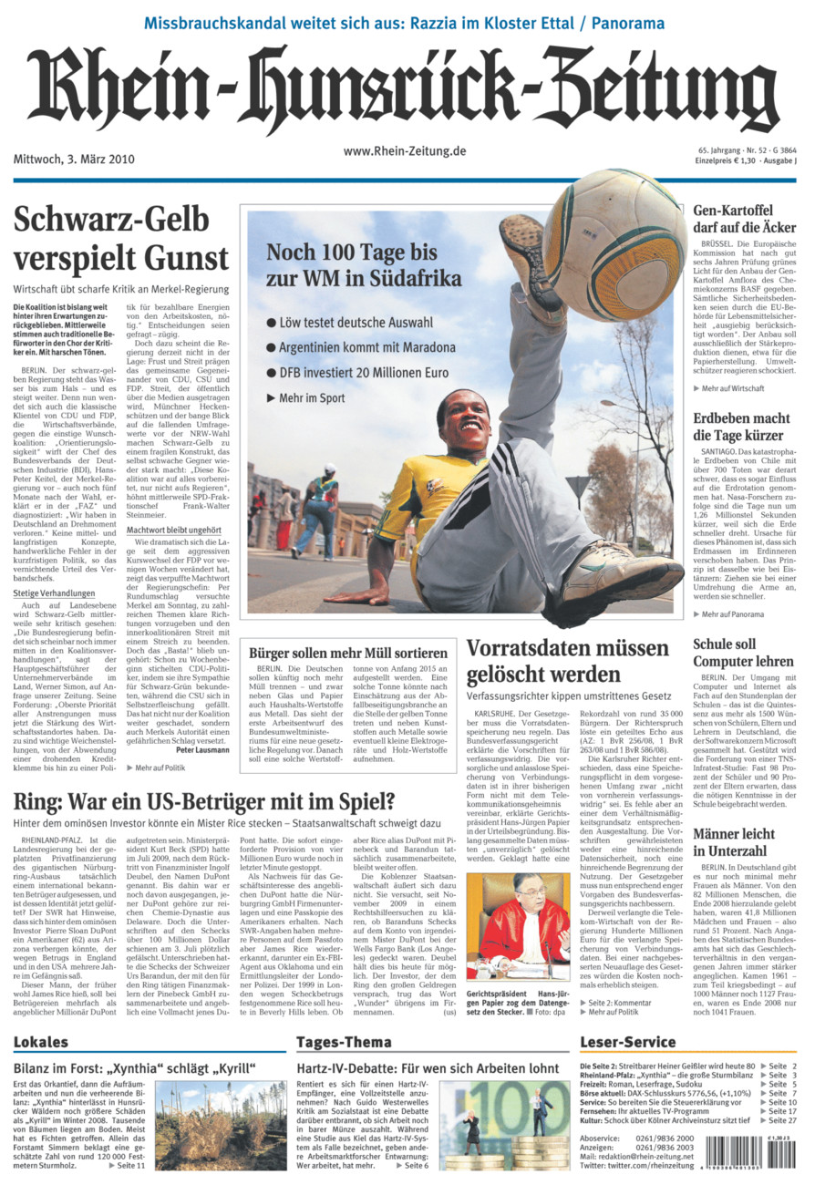Rhein-Hunsrück-Zeitung vom Mittwoch, 03.03.2010