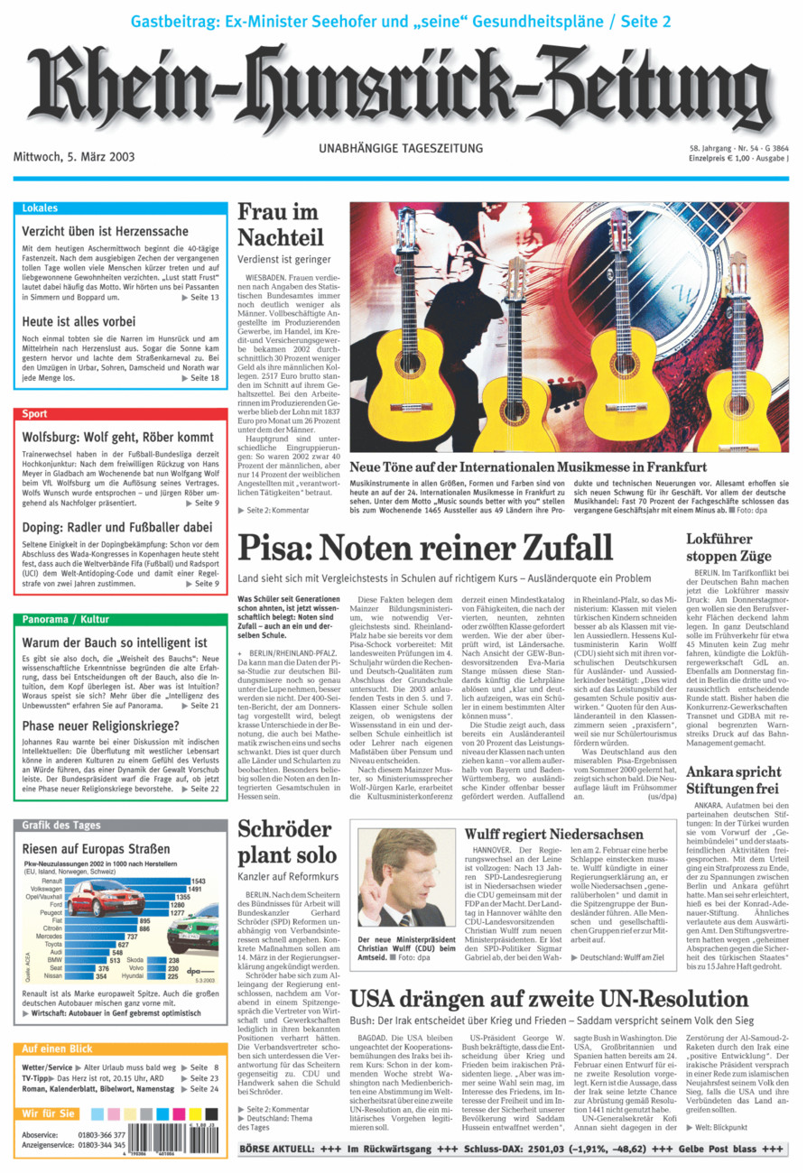 Rhein-Hunsrück-Zeitung vom Mittwoch, 05.03.2003