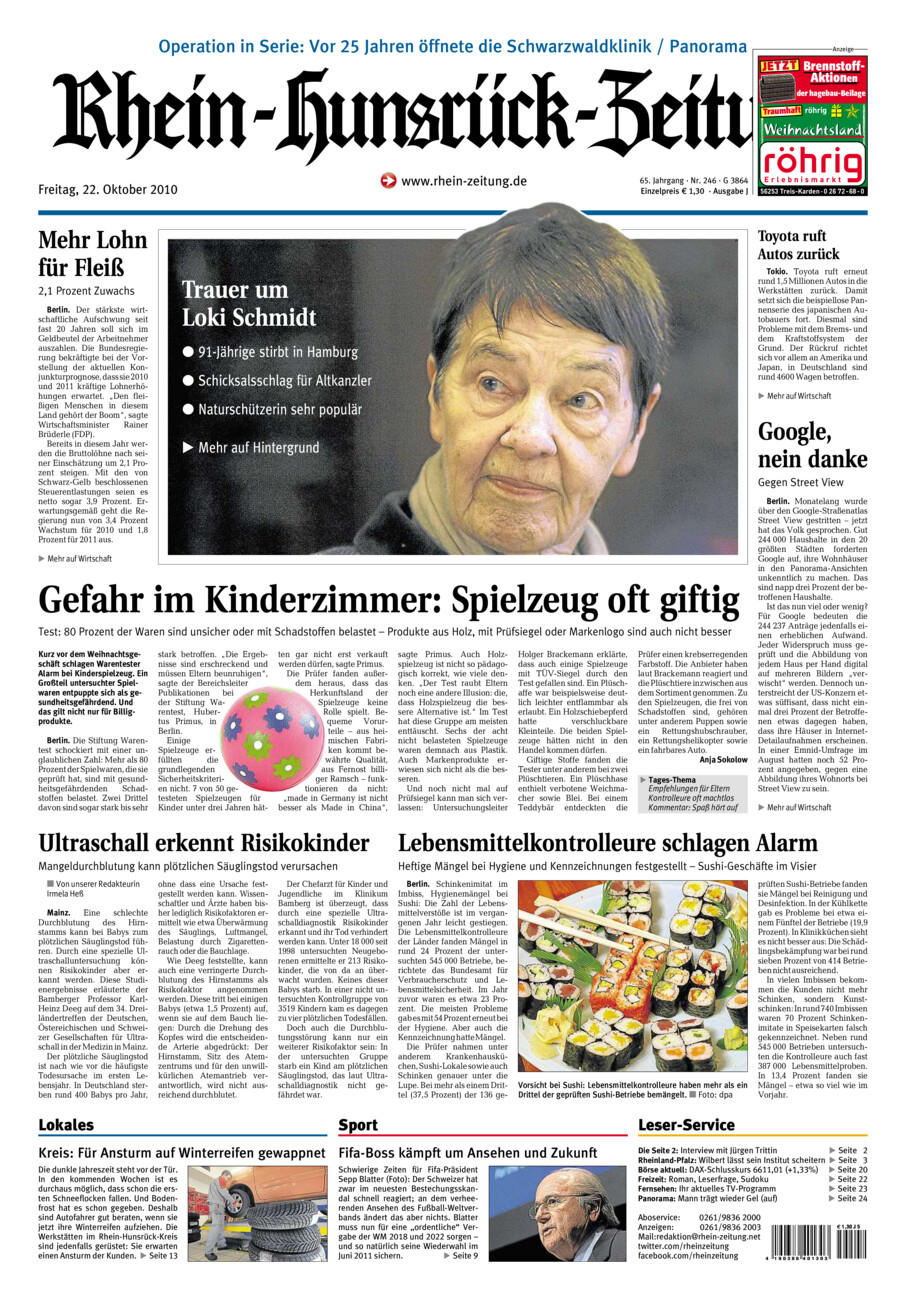 Rhein-Hunsrück-Zeitung vom Freitag, 22.10.2010