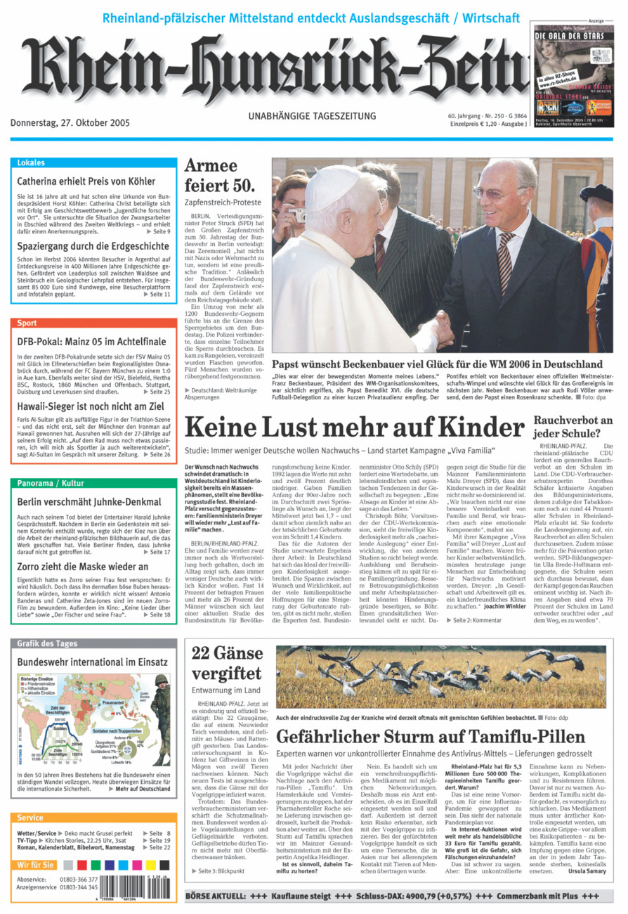 Rhein-Hunsrück-Zeitung vom Donnerstag, 27.10.2005