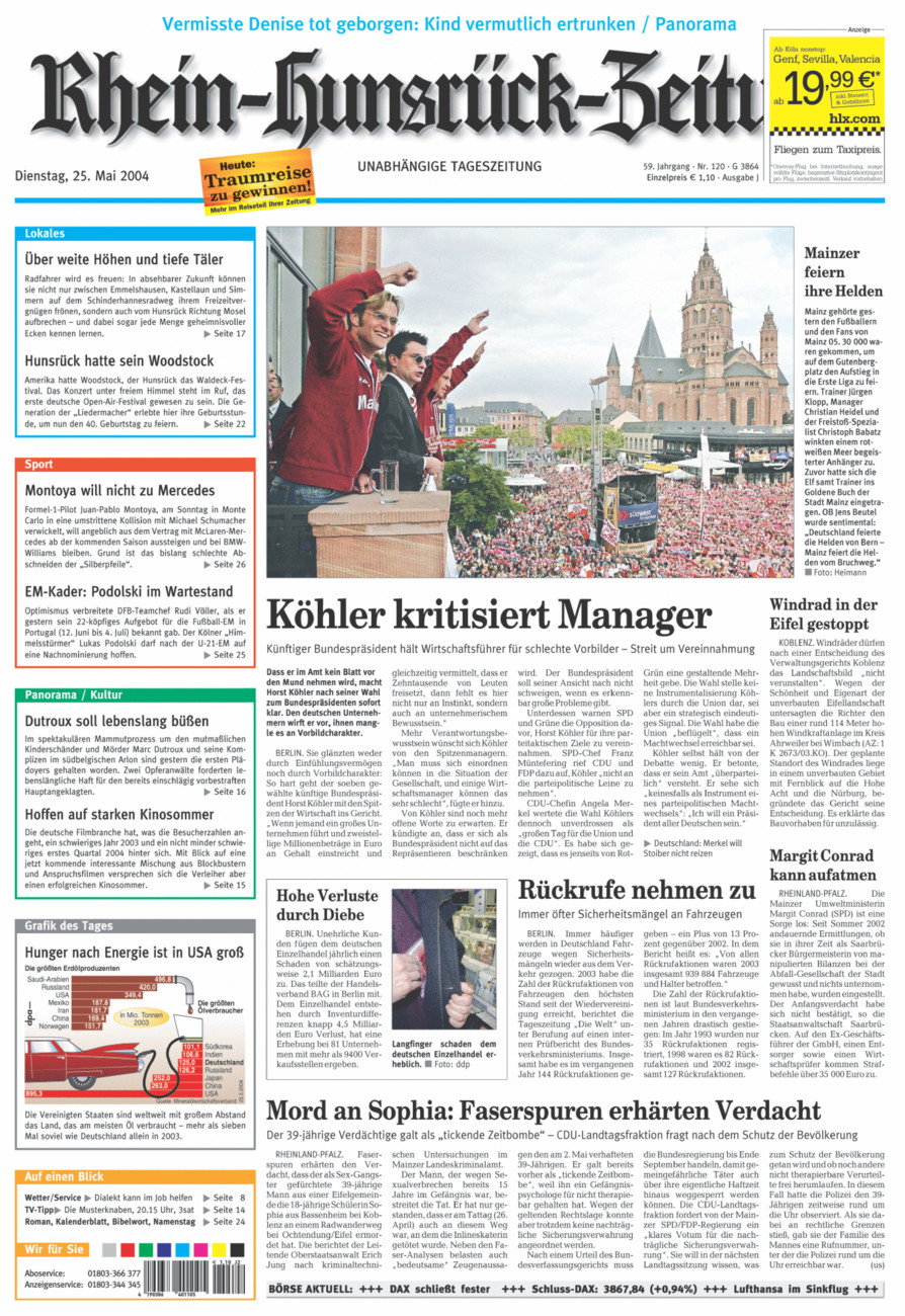 Rhein-Hunsrück-Zeitung vom Dienstag, 25.05.2004