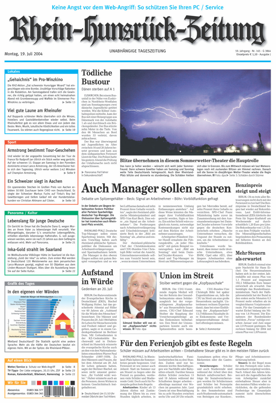 Rhein-Hunsrück-Zeitung vom Montag, 19.07.2004