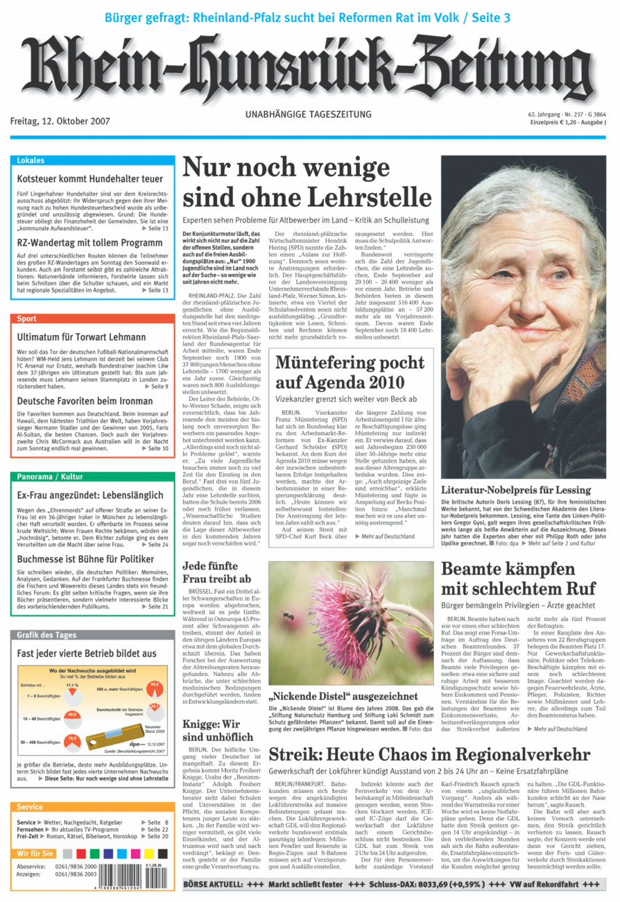Rhein-Hunsrück-Zeitung vom Freitag, 12.10.2007
