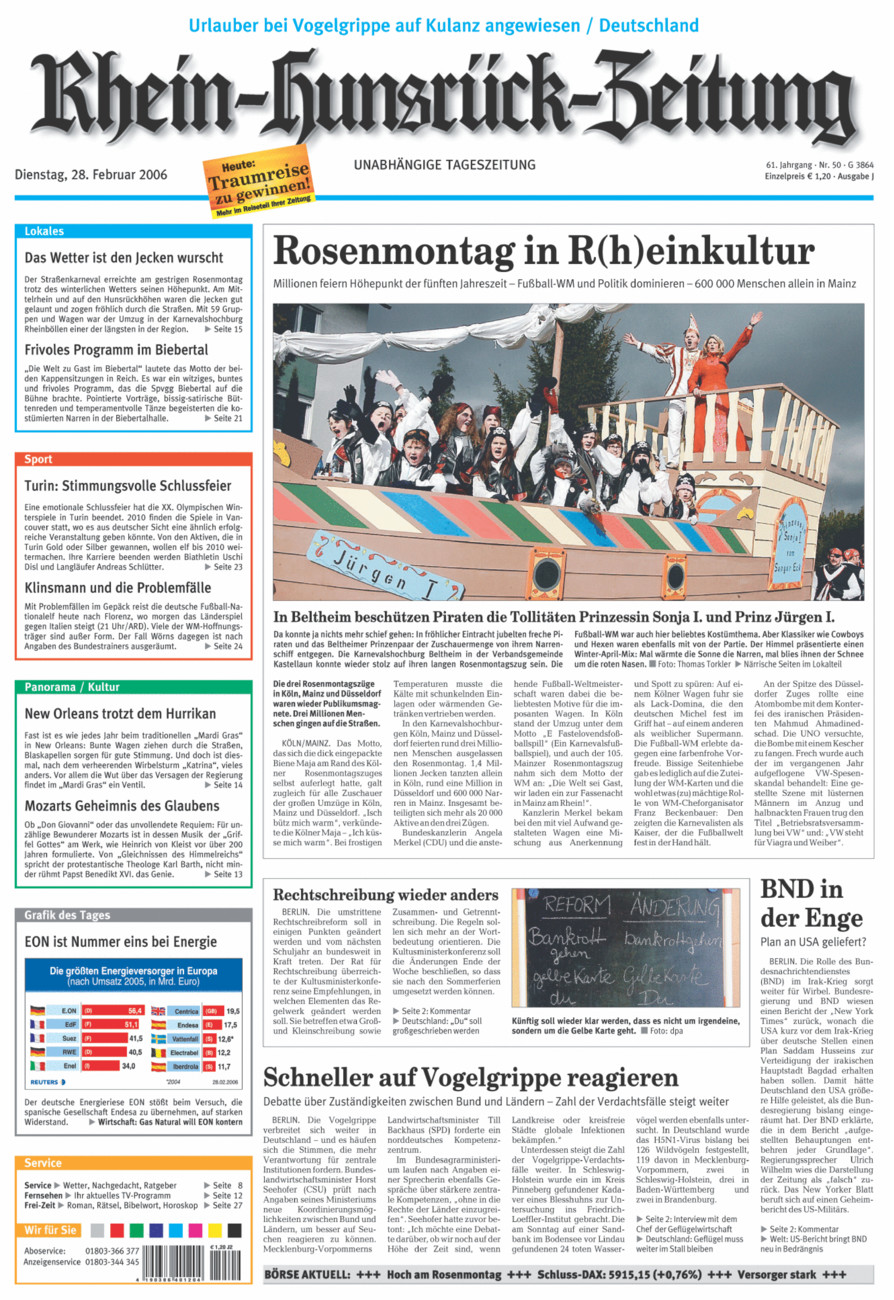 Rhein-Hunsrück-Zeitung vom Dienstag, 28.02.2006