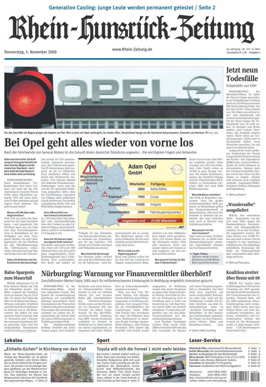 Rhein-Hunsrück-Zeitung vom Donnerstag, 05.11.2009