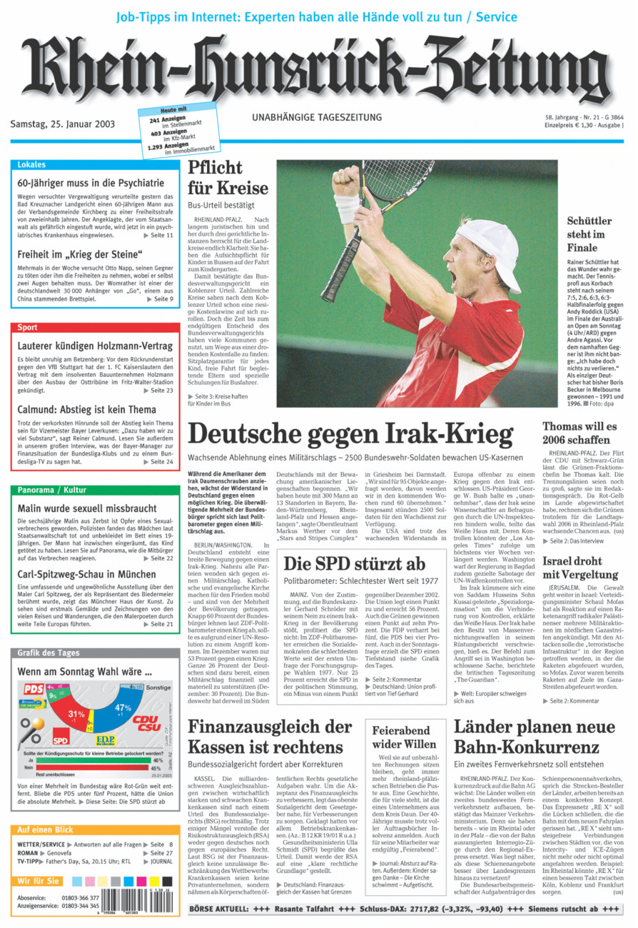 Rhein-Hunsrück-Zeitung vom Samstag, 25.01.2003