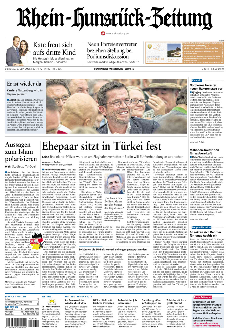 Rhein-Hunsrück-Zeitung vom Dienstag, 05.09.2017