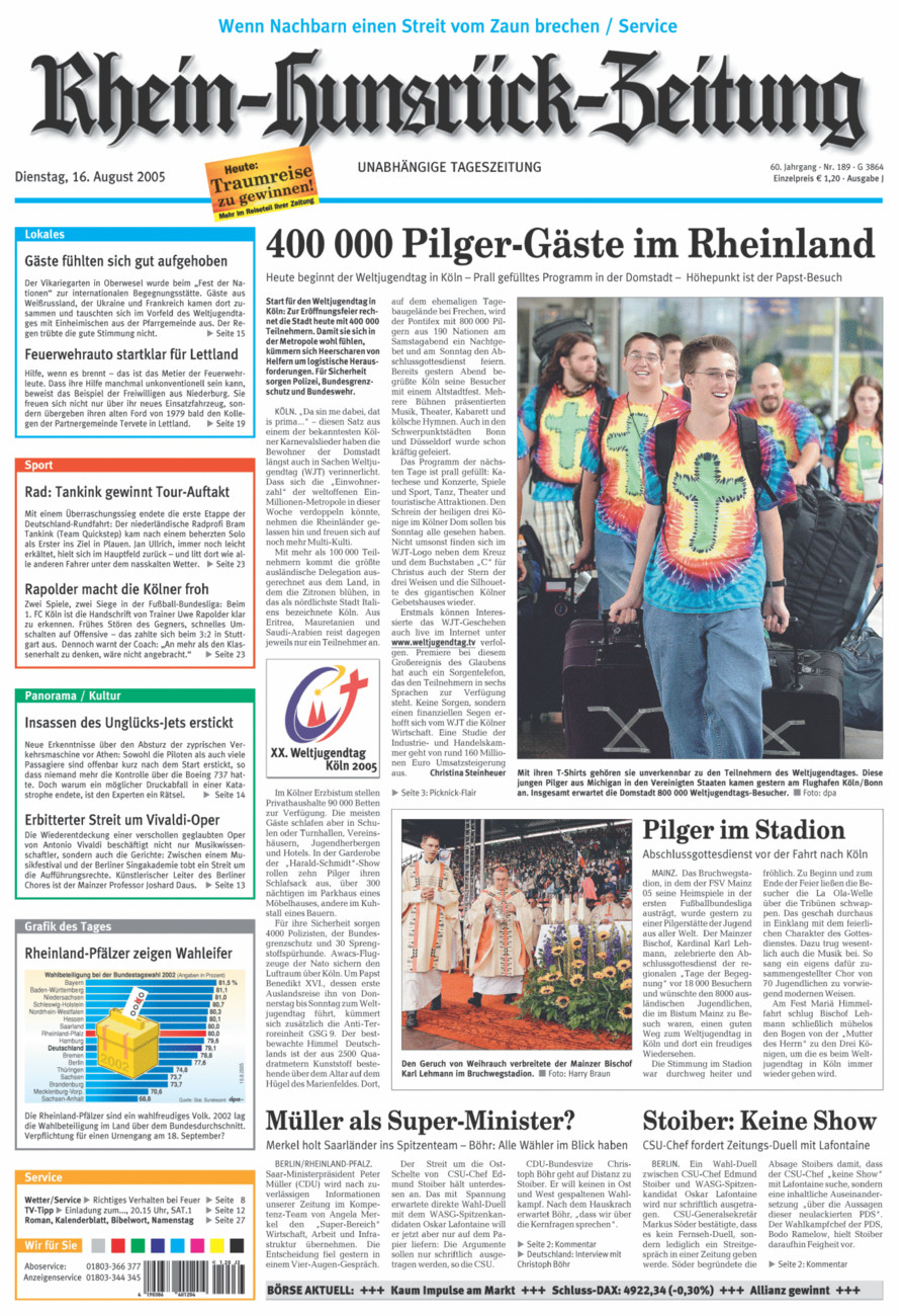 Rhein-Hunsrück-Zeitung vom Dienstag, 16.08.2005